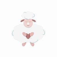 Cute little sleeping sheep with heart vector