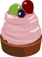 Cake with fruits, illustration, vector on white background.