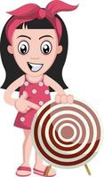 Girl with target, illustration, vector on white background.