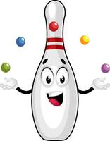 Bowling pin juggling, illustration, vector on white background.