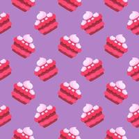 Slice of cake , seamless pattern on a purple background. vector