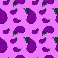 Eggplant pattern, illustration, vector on white background.