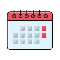 ilustración de vector de calendario en un fondo. símbolos de calidad premium. iconos vectoriales para concepto y diseño gráfico.