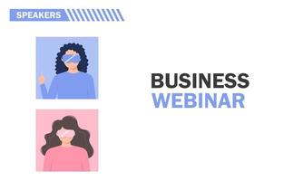 Business webinar banner. Woman speackers. vector