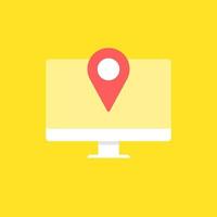 Geodesy icon with location point on the monitor screen. Online map conception. vector