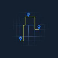 Online city map with three points. Dark blue style vector