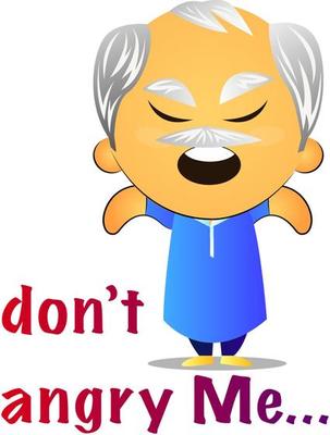Angry grandpa, illustration, vector on white background.