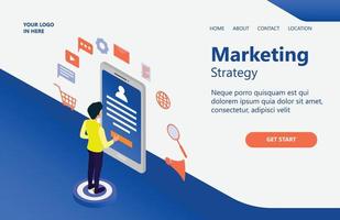 ilustración de la estrategia de marketing digital adecuada para la página de destino, folletos, infografías y otros activos gráficos relacionados con el vector