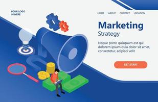 ilustración de la estrategia de marketing digital adecuada para la página de destino, folletos, infografías y otros activos gráficos relacionados con el vector