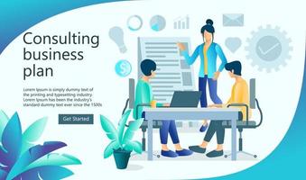 Illustration of business presentation with client and team Suitable for landing page, flyers, Infographics, And Other Graphic Related Assets-vector vector