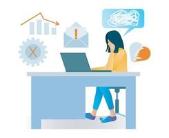 Illustration of sad woman seeing unsuccessful business growth Suitable for landing page, flyers, Infographics, And Other Graphic Related Assets-vector vector