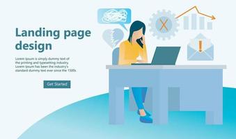 Illustration of sad woman seeing unsuccessful business growth Suitable for landing page, flyers, Infographics, And Other Graphic Related Assets-vector vector