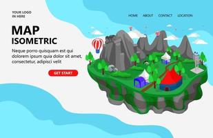 Illustration of mountain location map for camping Suitable for landing page, flyers, Infographics, And Other Graphic Related Assets-vector vector