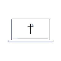 View the broadcast from the church using your laptop. Online church concept vector