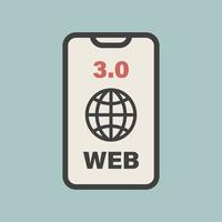 Web 3.0. Phone icon using advanced web 3.0 technology. vector