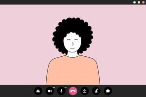 Girl talking on video call. Video call application illustration vector