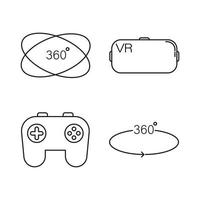 Virtual reality icon set. Devices for games vector