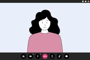 Girl talking on video call. Video call application illustration vector