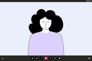 Girl talking on video call. Video call application illustration vector