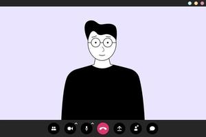 Man talking on video call. Video call application illustration vector