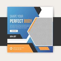 fitness gym social media post template design vector