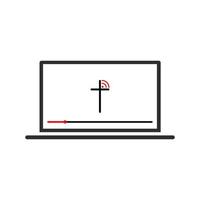 vea la transmisión de la iglesia usando su computadora portátil. concepto de iglesia en línea vector