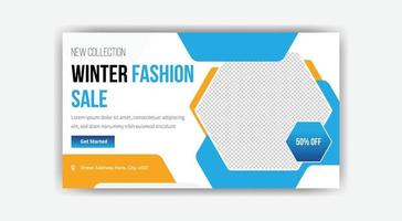 winter fashion sale thumbnail banner template design vector