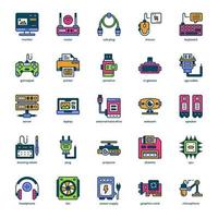 Computer Hardware icon pack for your website design, logo, app, and user interface. Computer Hardware icon filled color design. Vector graphics illustration and editable stroke.