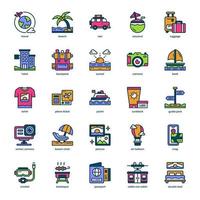 paquete de iconos de vacaciones y viajes para el diseño de su sitio web, logotipo, aplicación e interfaz de usuario. diseño de color lleno de iconos de vacaciones y viajes. ilustración de gráficos vectoriales y trazo editable. vector