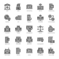 paquete de iconos de banca en línea para el diseño de su sitio web, logotipo, aplicación e interfaz de usuario. diseño de glifo de icono de banca en línea. ilustración de gráficos vectoriales y trazo editable. vector