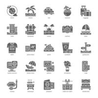 paquete de iconos de vacaciones y viajes para el diseño de su sitio web, logotipo, aplicación e interfaz de usuario. diseño de glifos de iconos de vacaciones y viajes. ilustración de gráficos vectoriales y trazo editable. vector