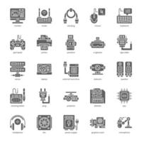 paquete de iconos de hardware de computadora para el diseño de su sitio web, logotipo, aplicación e interfaz de usuario. diseño de glifo de icono de hardware de computadora. ilustración de gráficos vectoriales y trazo editable. vector