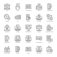 paquete de iconos de banca en línea para el diseño de su sitio web, logotipo, aplicación e interfaz de usuario. diseño de esquema de icono de banca en línea. ilustración de gráficos vectoriales y trazo editable. vector