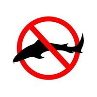 Nurse shark vector silhouette with red circle on white background. Signs of black fish are dangerous, aggressive, swimming in search of their prey.