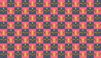 chess pattern with golden leaves and crowns vector