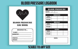 Blood pressure logbook editable template vector