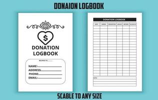 Donation logbook editable template vector