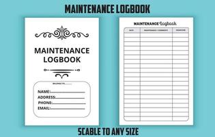 Maintenance logbook editable template vector