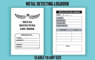 Metal detecting logbook editable template vector