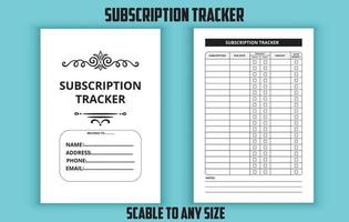 Subscription tracker editable template vector