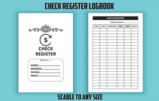 cheque registro logbook plantilla editable vector