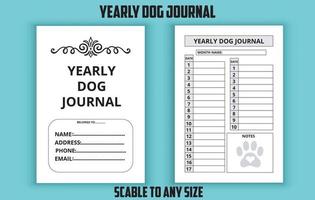 Yearly dog journal editable template vector