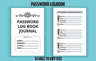 Password logbook editable template vector