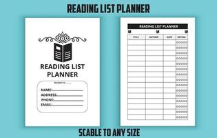 Reading list planner editable template vector