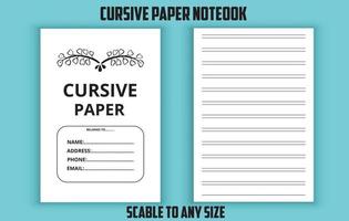 Cursive paper notebook editable template vector