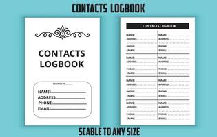 Contacts logbook Number contacts logbook editable template vector