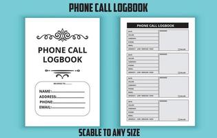 Phone call logbook editable template vector