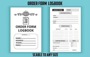 Order form logbook editable template vector