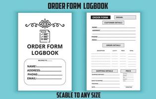 Order form logbook editable template vector