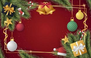 Wreath with Christmas Ornaments Background vector